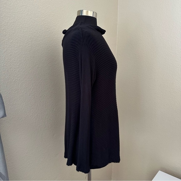 We the Free Jersey Ribbed Split Open Back oversized cowl neck Black Top Tunic - Picture 6 of 14